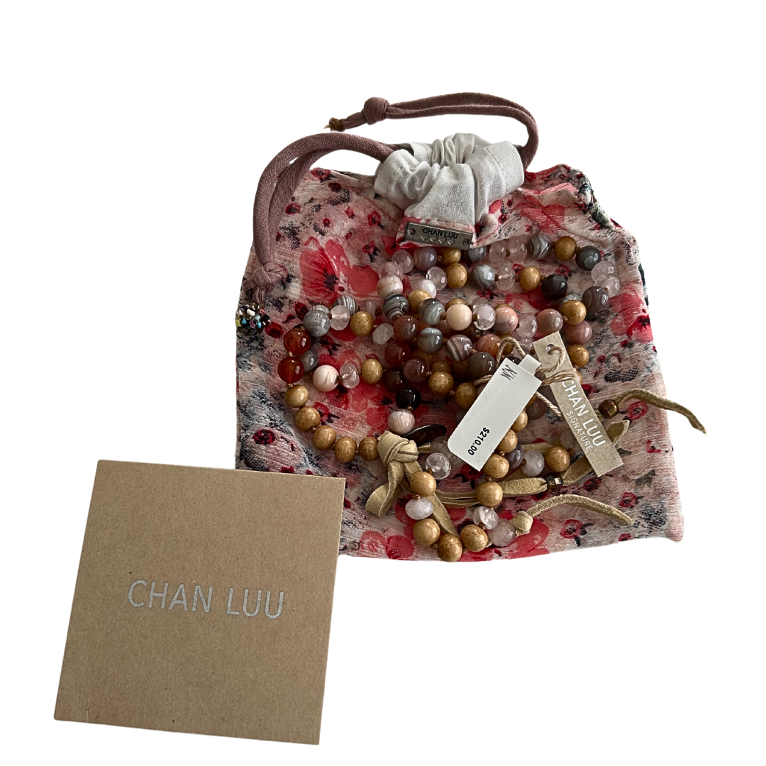 CHAN LUU Signature Designer Gemstone &amp; Leather Long Necklace