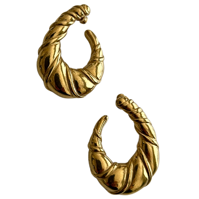 Yves Saint Laurent YSL Signed Gold Tone Pierced Earrings