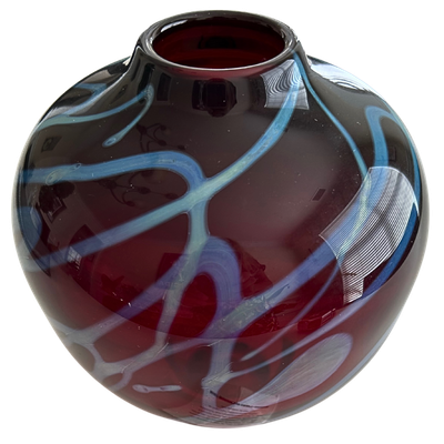 Robert Levin Signed Handmade Glass Blown Swirl Vase