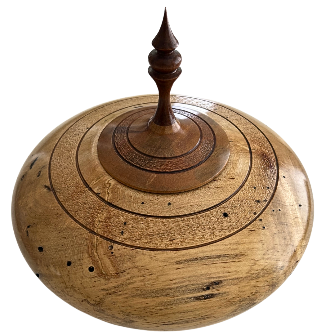 2005 Hand Turned Spalted Maple Wood Signed Polished Vessel Urn