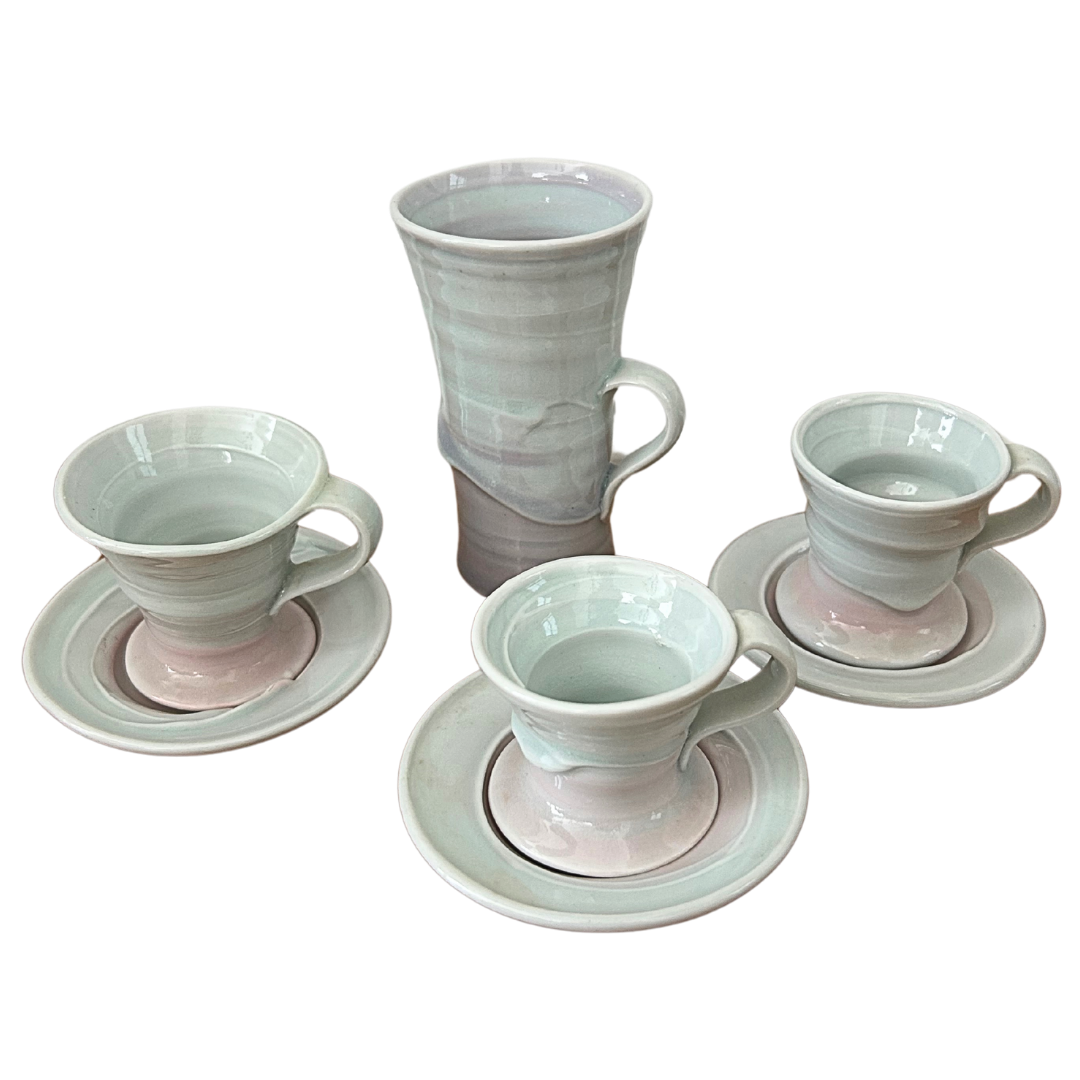 Leah Leitson Ceramics Demitasse Cups &amp; Saucers Set of 7