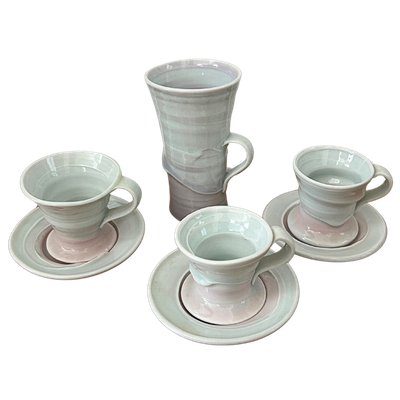 Leah Leitson Ceramics Demitasse Cups &amp; Saucers Set of 7