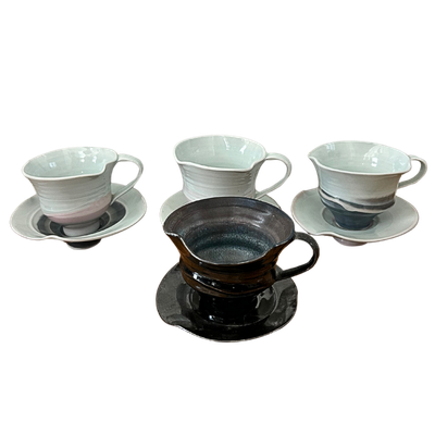 Leah Leitson Ceramics Coffee Cups &amp; Saucers Set of 8