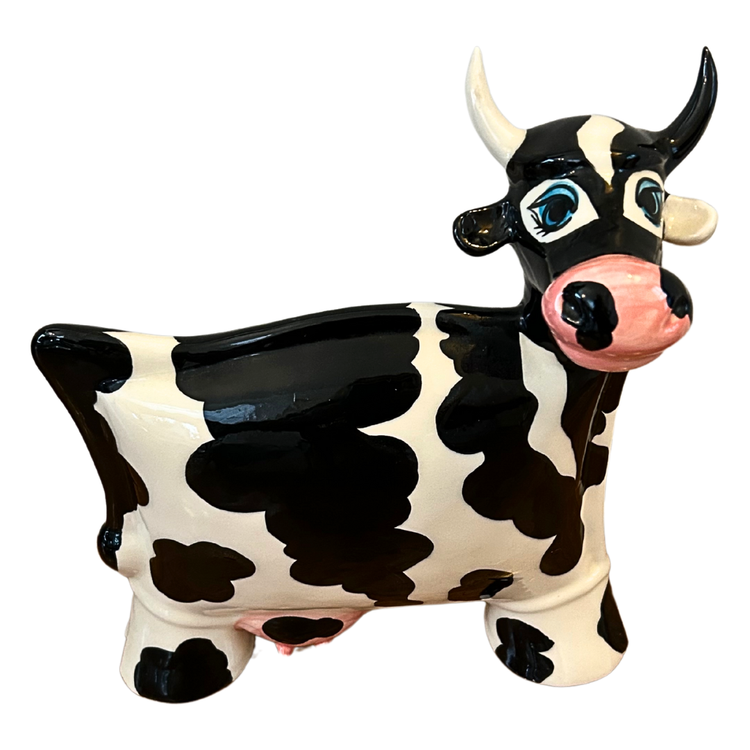 Turov Signed Hand Painted Large Ceramic Cow Figurine