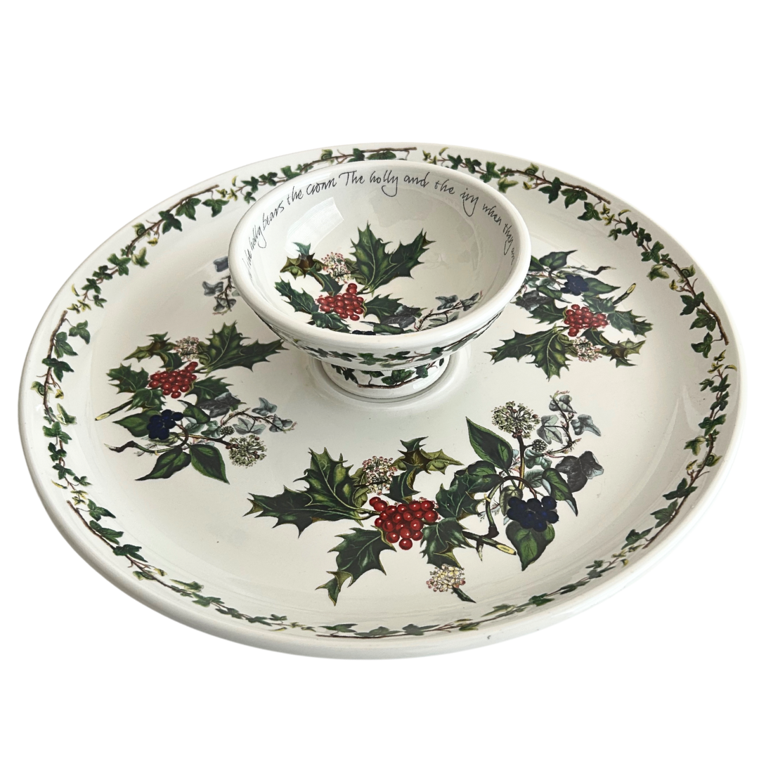 Portmeirion 1995 Holly &amp; The Ivy Signed Serving Platter and Bowl Set