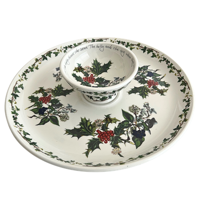 Portmeirion 1995 Holly &amp; The Ivy Signed Serving Platter and Bowl Set