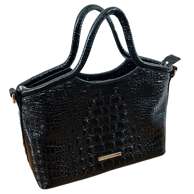 Brahmin Embossed Zip Top Closure Handle Purse