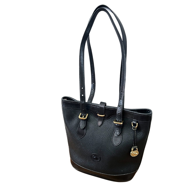 Dooney &amp; Bourke Leather Pull Through Closure Buckle Shoulder Tote Purse
