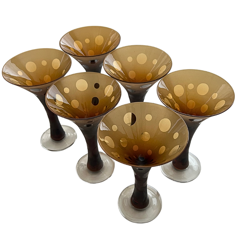 Frosted Spotted Unmarked Martini Glass Set of 6