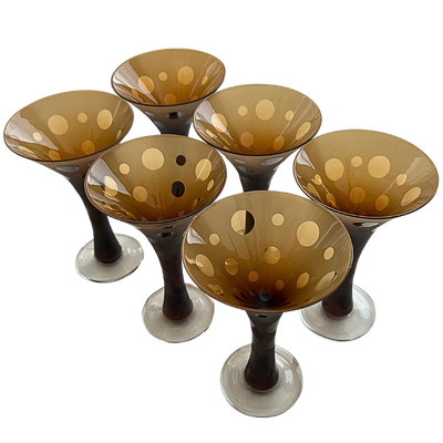 Frosted Spotted Unmarked Martini Glass Set of 6