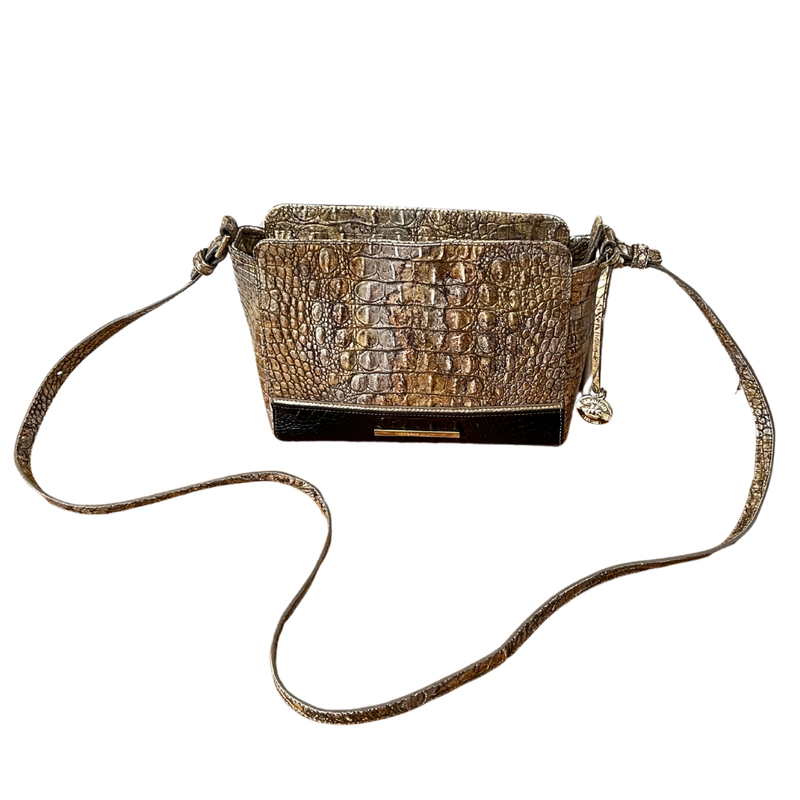 Brahmin Embossed Zip Top Closure Crossbody Purse