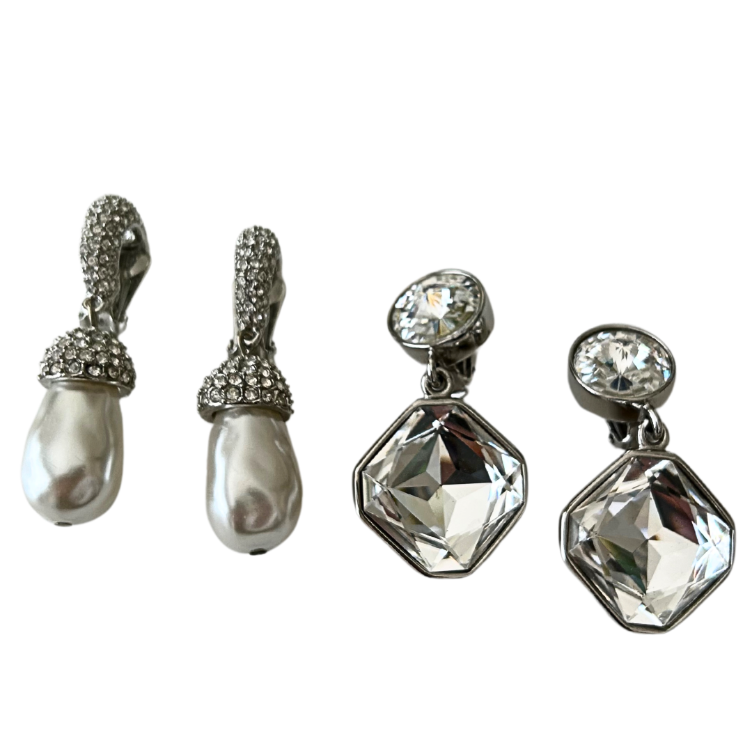 Les Bernard Marked Clip On Earrings Set of 2 pairs
