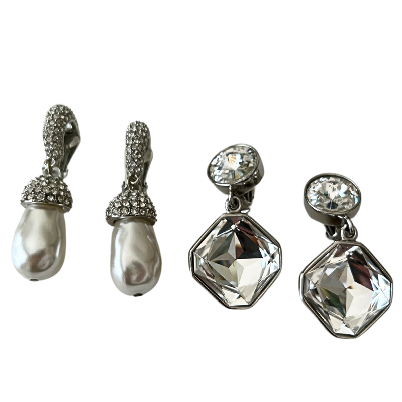 Les Bernard Signed Clip On Earrings Set of 2 pairs