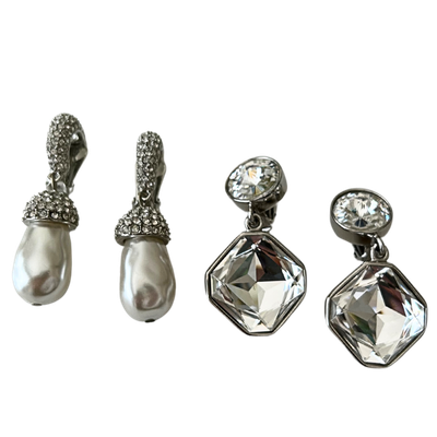 Les Bernard Signed Clip On Earrings Set of 2 pairs