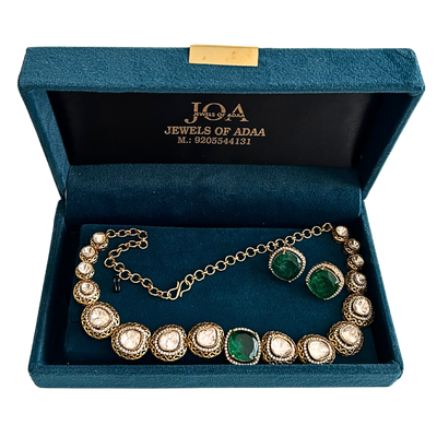 JOA Jewels Of Adaa Goldtone Necklace &amp; Pierced Earrings Boxed Set