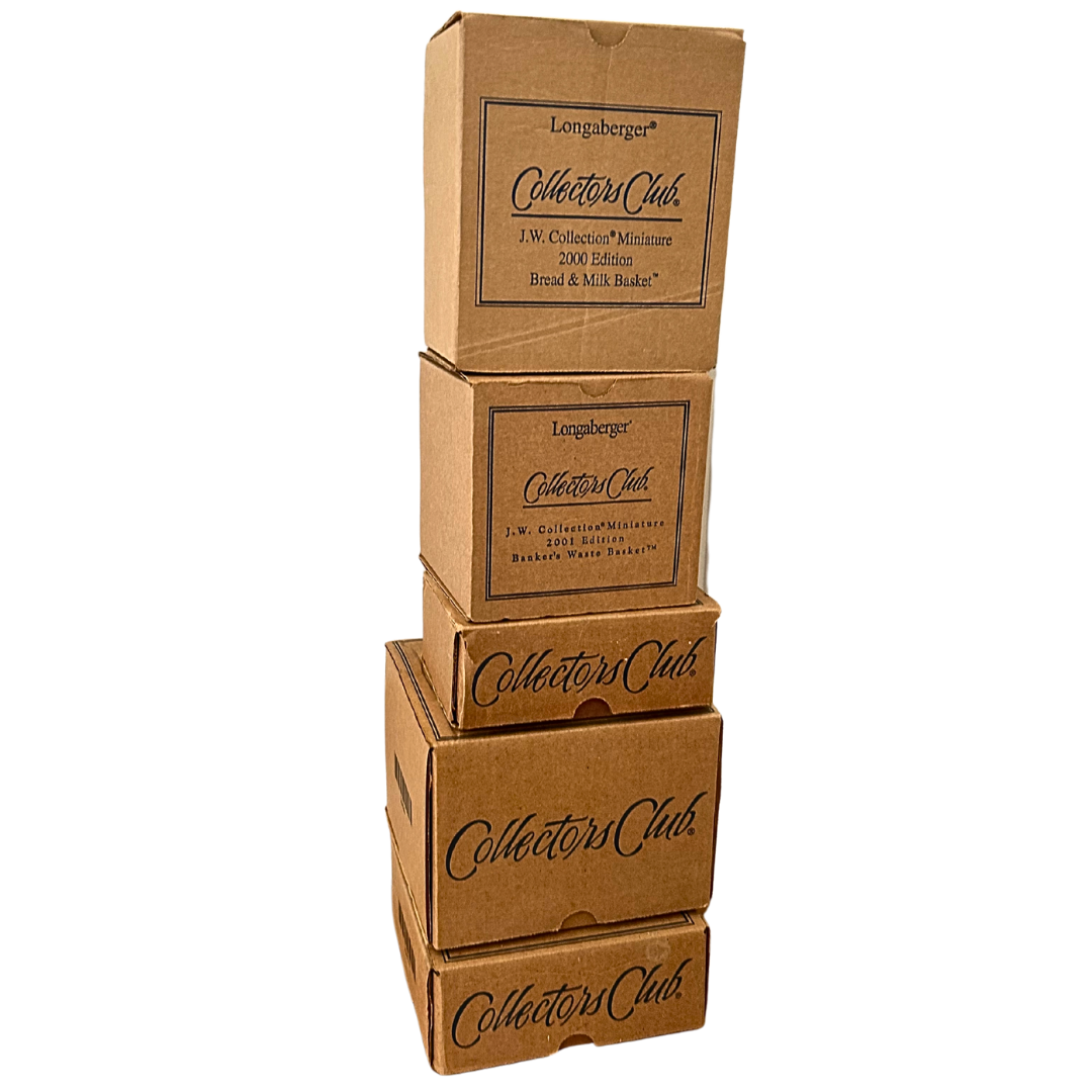 Longaberger Collectors Club 2000-2003 JW Collection Baskets &amp; Liners Set of 5