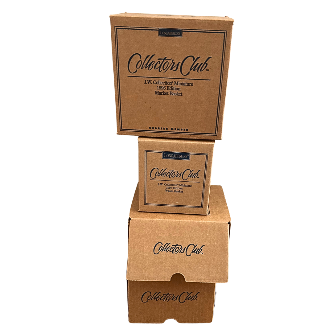 Longaberger 1996-1999 Collectors Club JW Collection Baskets &amp; Liners Set of 4
