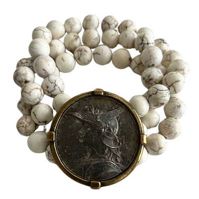 French Kande Marked Layered Bead &amp; Coin Bracelet
