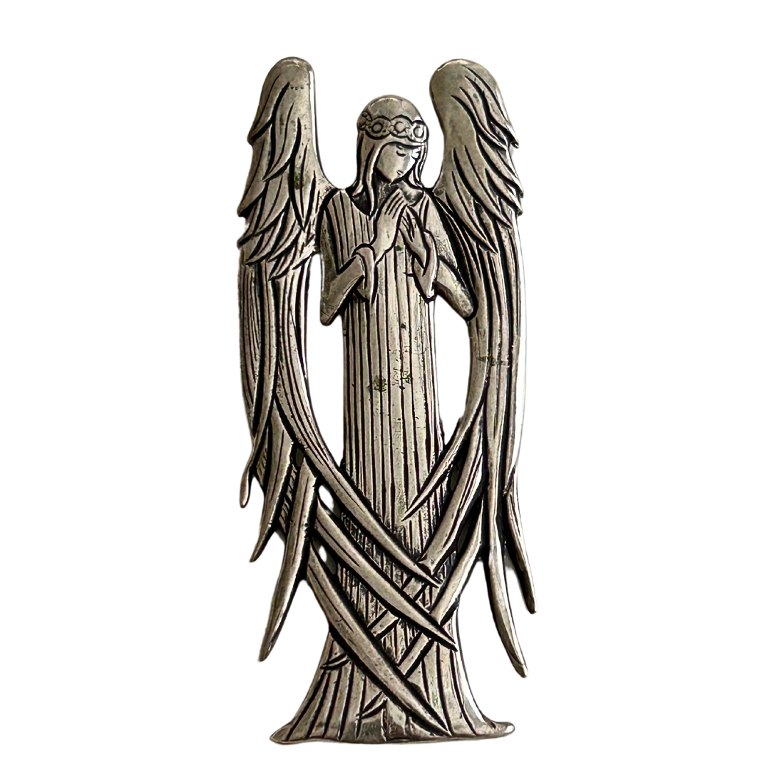 Hand &amp; Hammer Signed Sterling Silver Vintage Angel Ornament/Pendant