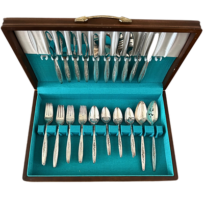 International Deep Silver Plate Flatware Box Set of 52