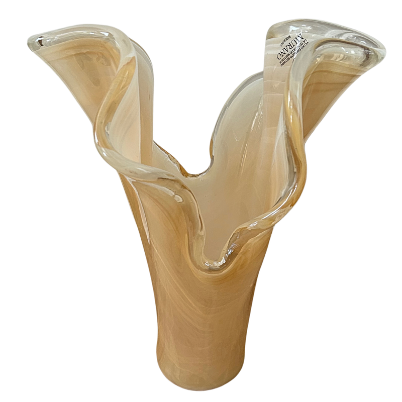 Murano Made In Italy Art Glass Swirl Frosted Large Vase