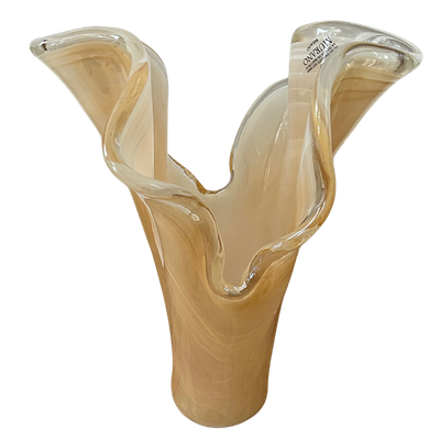 Murano Made In Italy Art Glass Swirl Frosted Large Vase