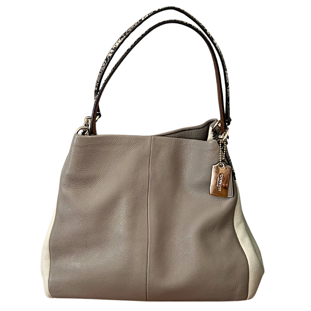 COACH Two-Tone Triple Compartment Shoulder Purse