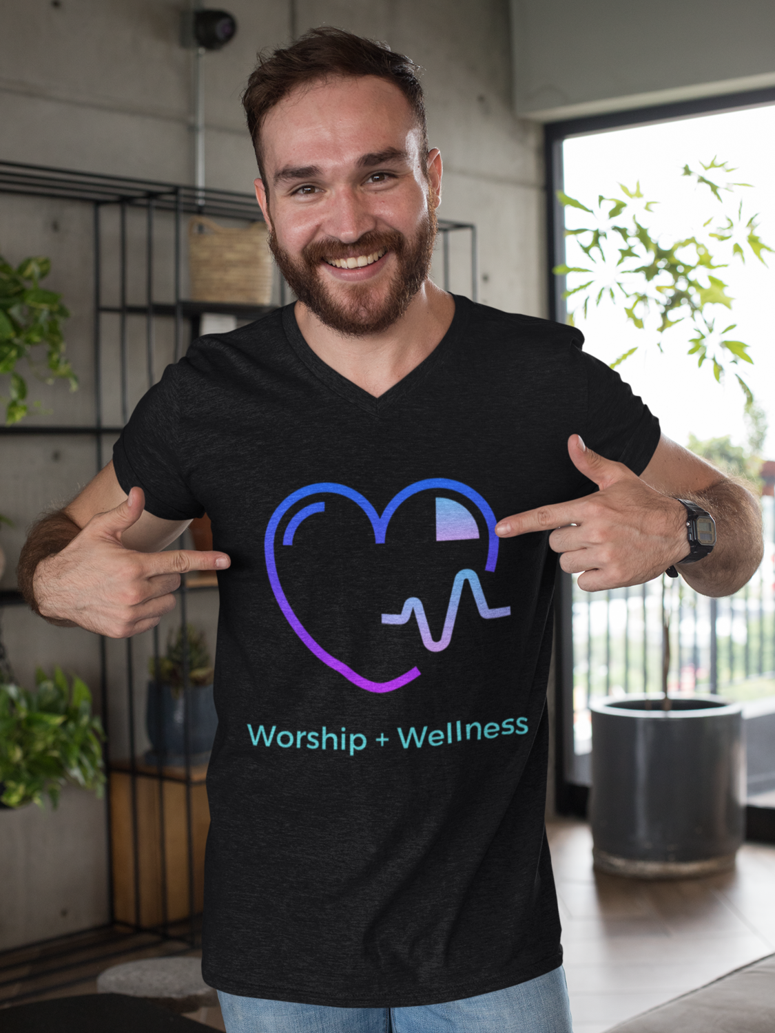 Worship + Wellness V-neck Tee