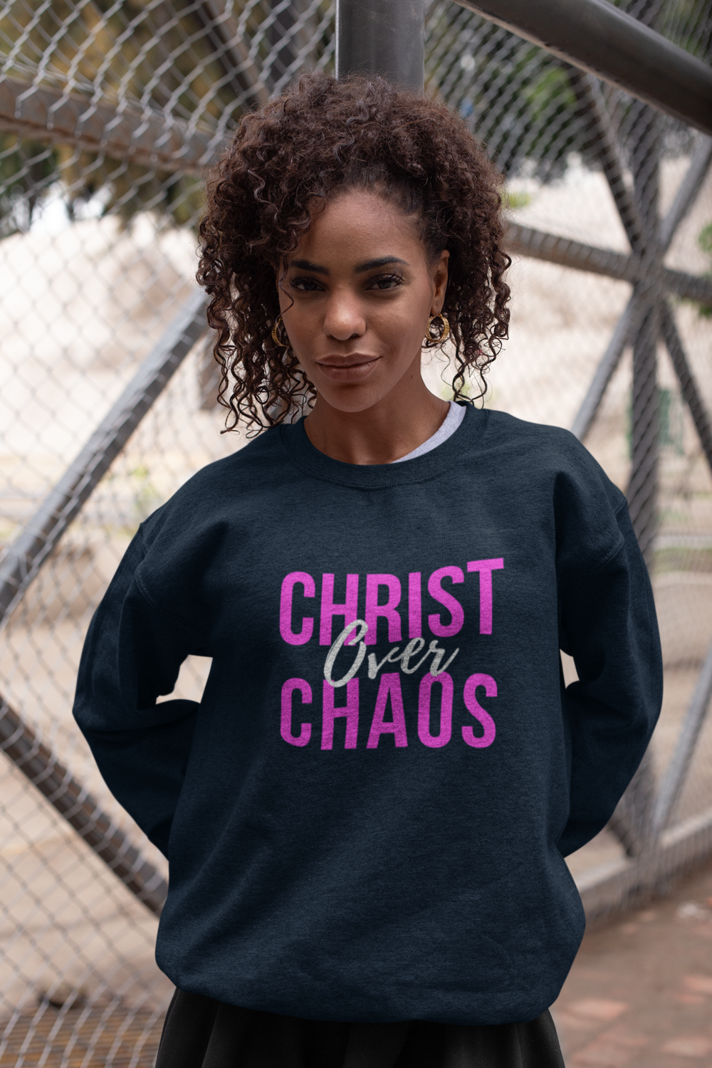 Christ over Chaos - Unisex Sweatshirt (Navy Blue)