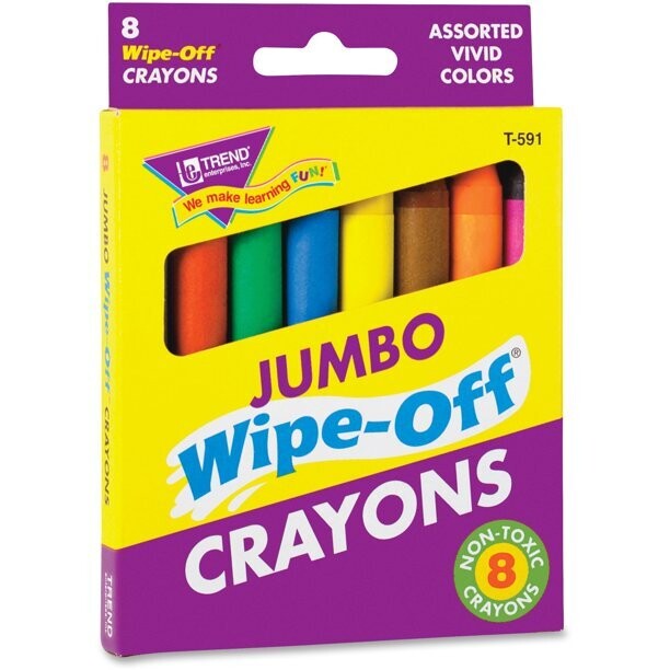 Crayons- Jumbo Wipe Off 8 Pk