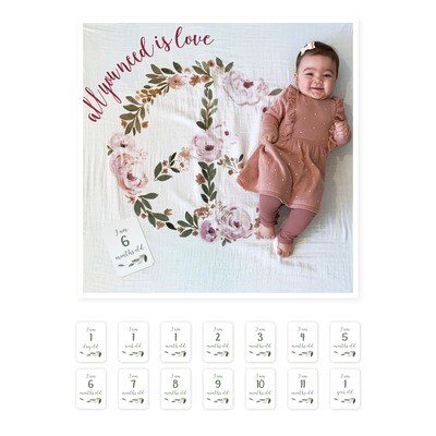 LLJ Baby 1st Yr Milestone Blanket/Cards Set