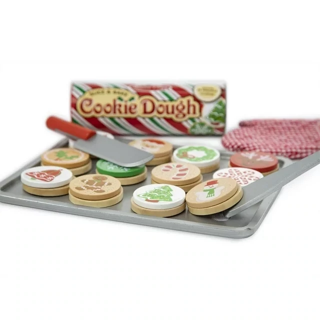 M&amp;D Wooden Pretend Slice &amp; Bake Christmas Cookie Playset