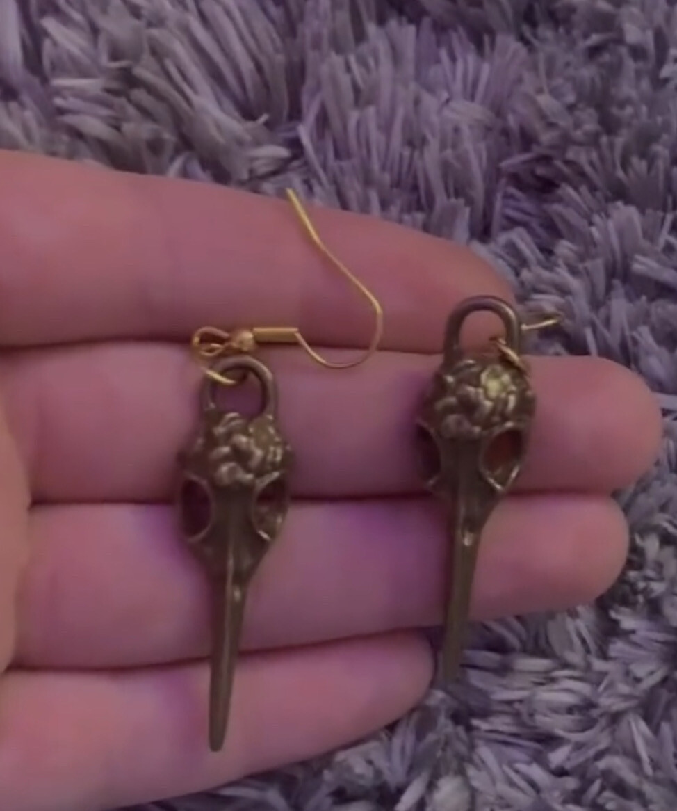 Bird “Skull”~Earrings Bronze