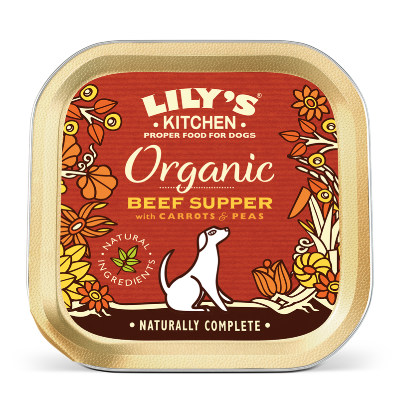 Lily&#39;s Kitchen - Barquette Recette Bio au Bœuf pour Chiens 150g