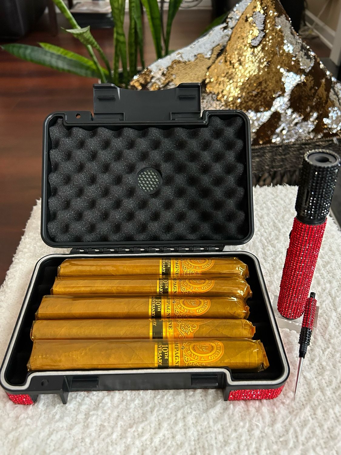 Personalized Large Rhinestone Cigar Travel Set