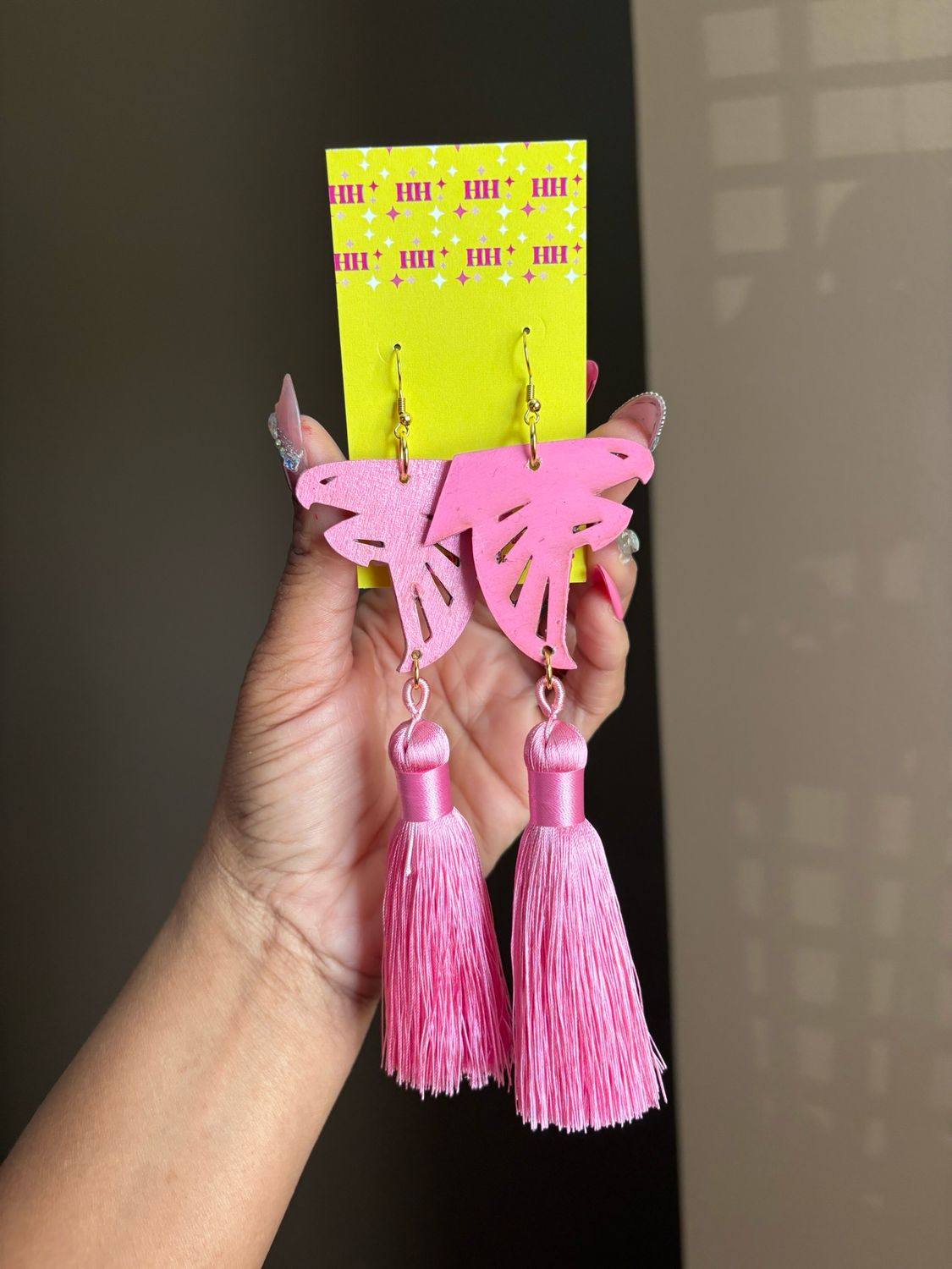Think Pink Falcon Tassel Earrings