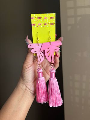 Think Pink Falcon Tassel Earrings