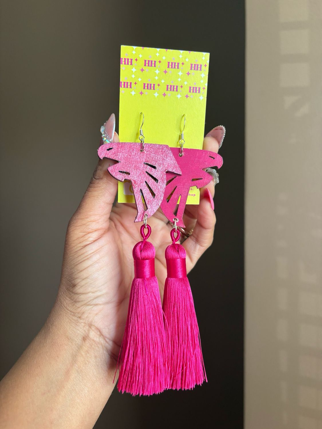 Think Pink Dark Falcon Tassel Earrings