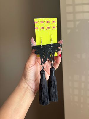 Black Black Falcon Tassel Earrings
