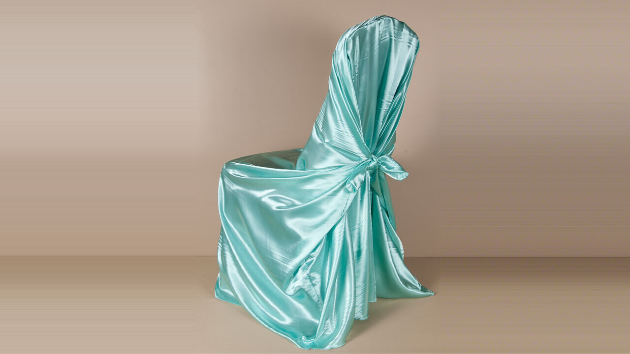Aqua Satin Pillowcase Chair Cover (Lot of 25)
