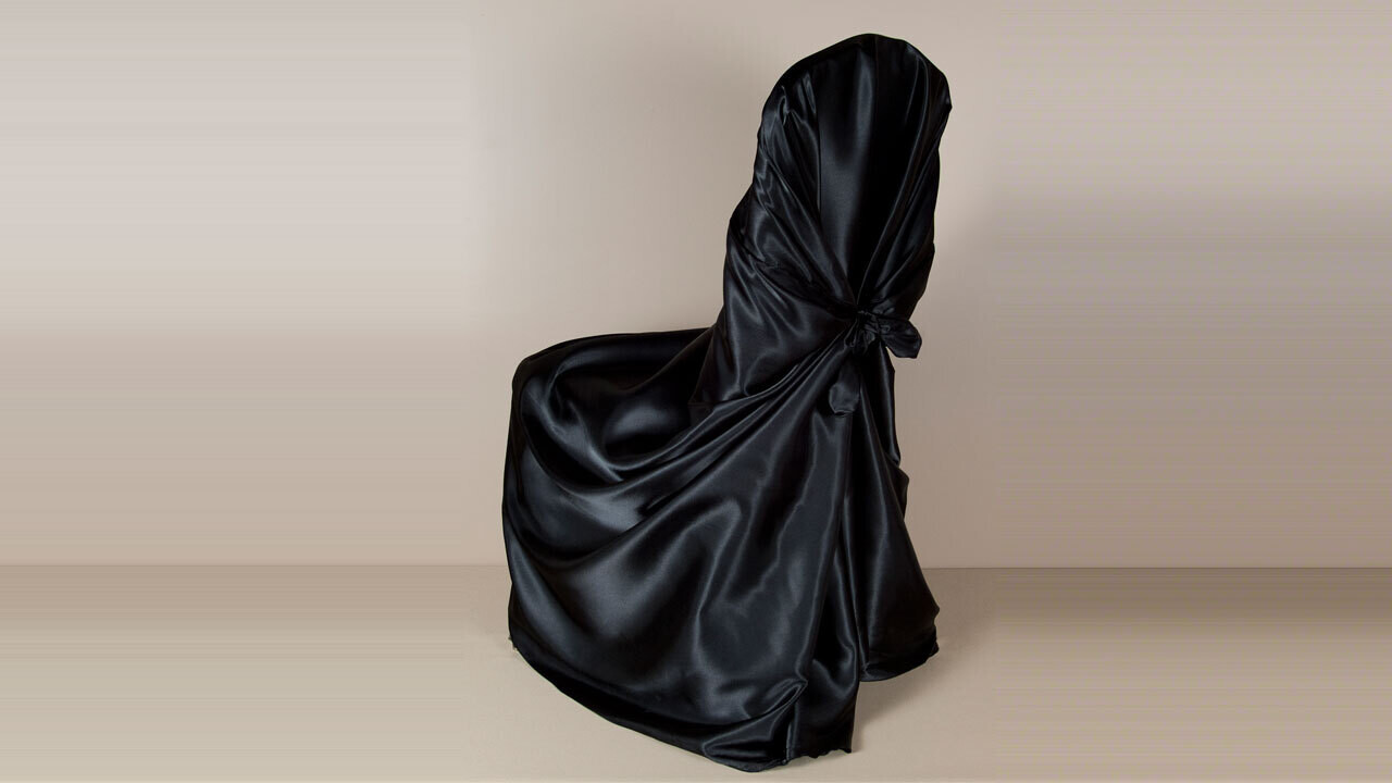 Black Satin Pillowcase Chair Cover (Lot of 25)