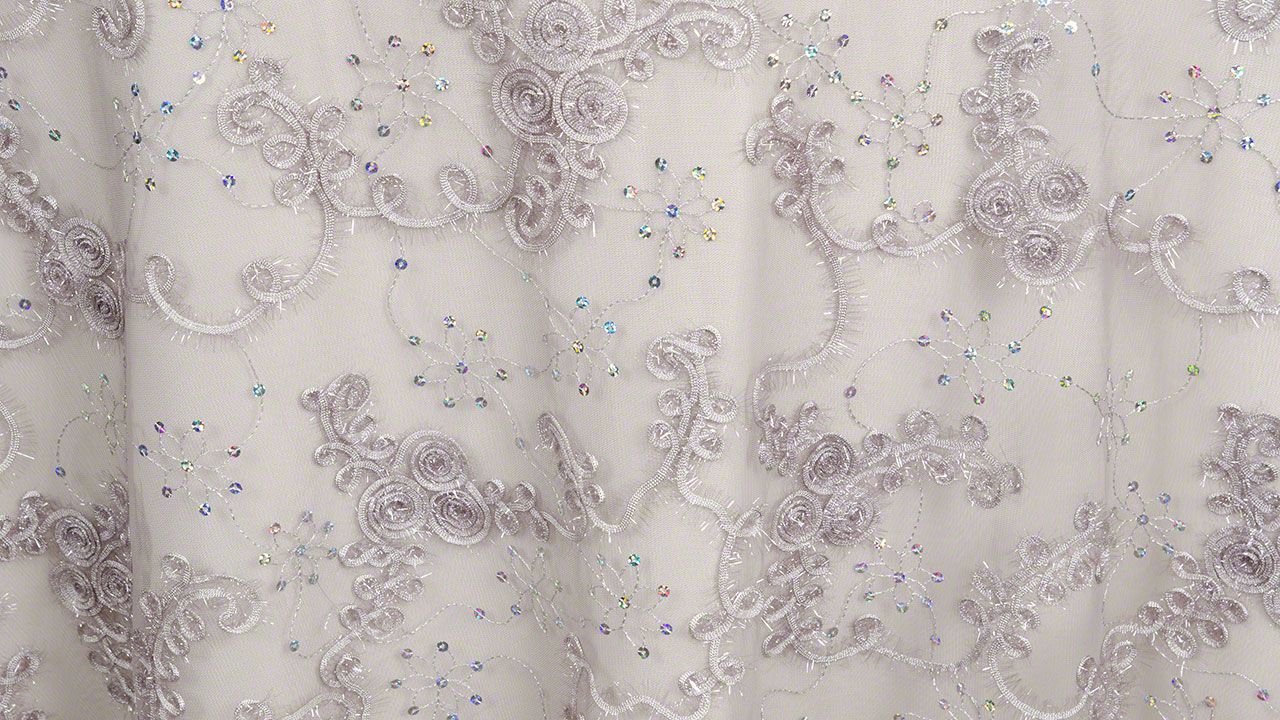 Silver Sequins Sheer - 90" x 90"