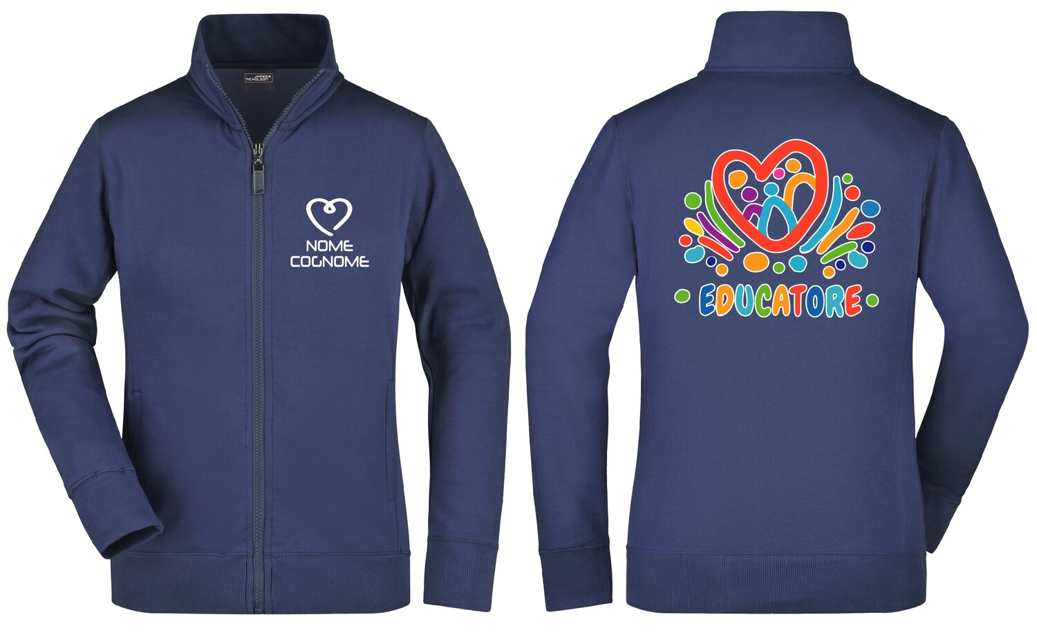 Felpa Educatore - Educatrice Full Zip - Personalizzata con nome, Professione: EDUCATORE