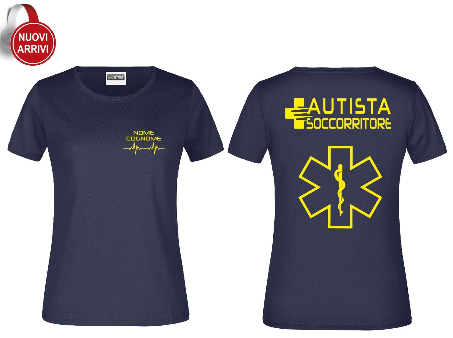 T-shirt Autista soccorritore Fluo - Personalizzata con nome, COLORE: Blu Navy