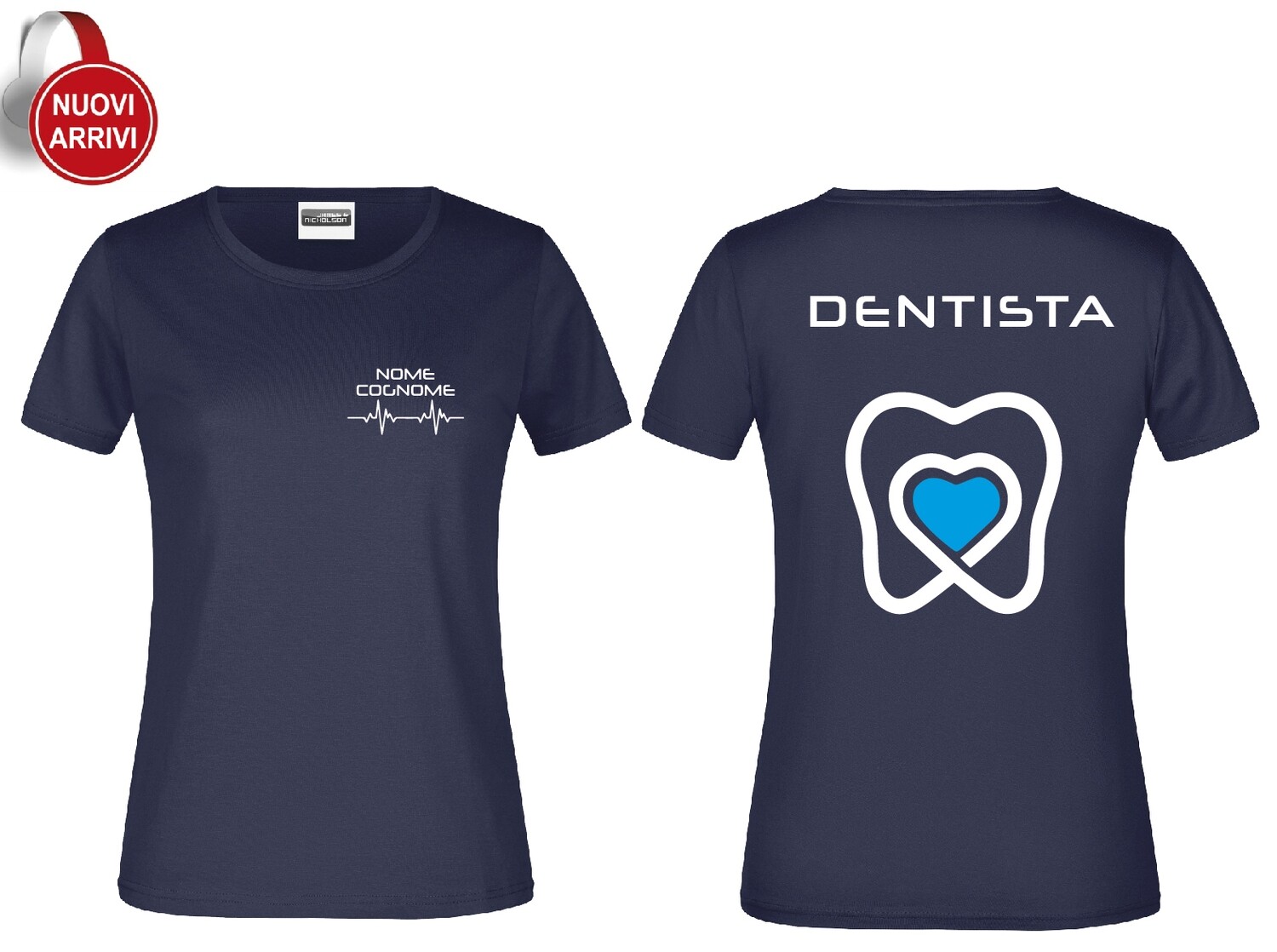 T-shirt Dentista - Personalizzata con nome, COLORE: Blu Navy