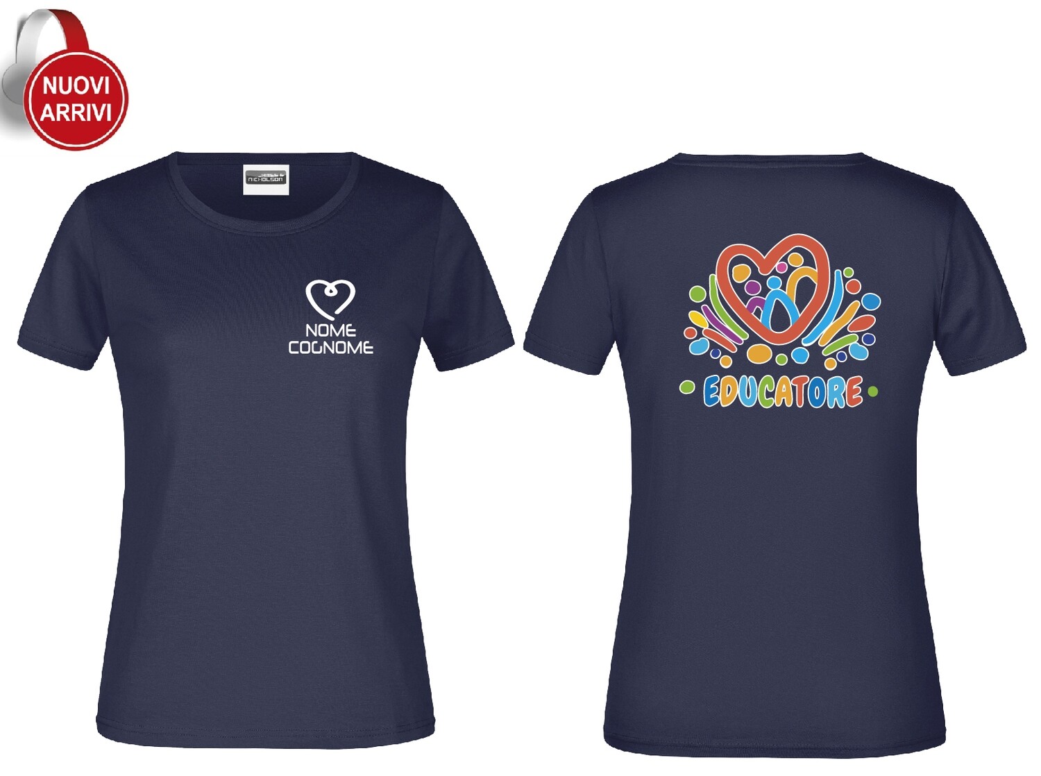 T-shirt Educatore e Educatrice - Personalizzata con nome, COLORE: Blu Navy