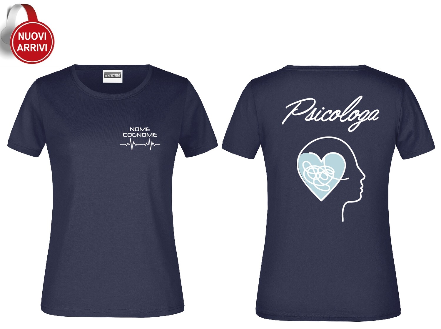 T-shirt sanitaria Psicologa e Psicologo Personalizzata