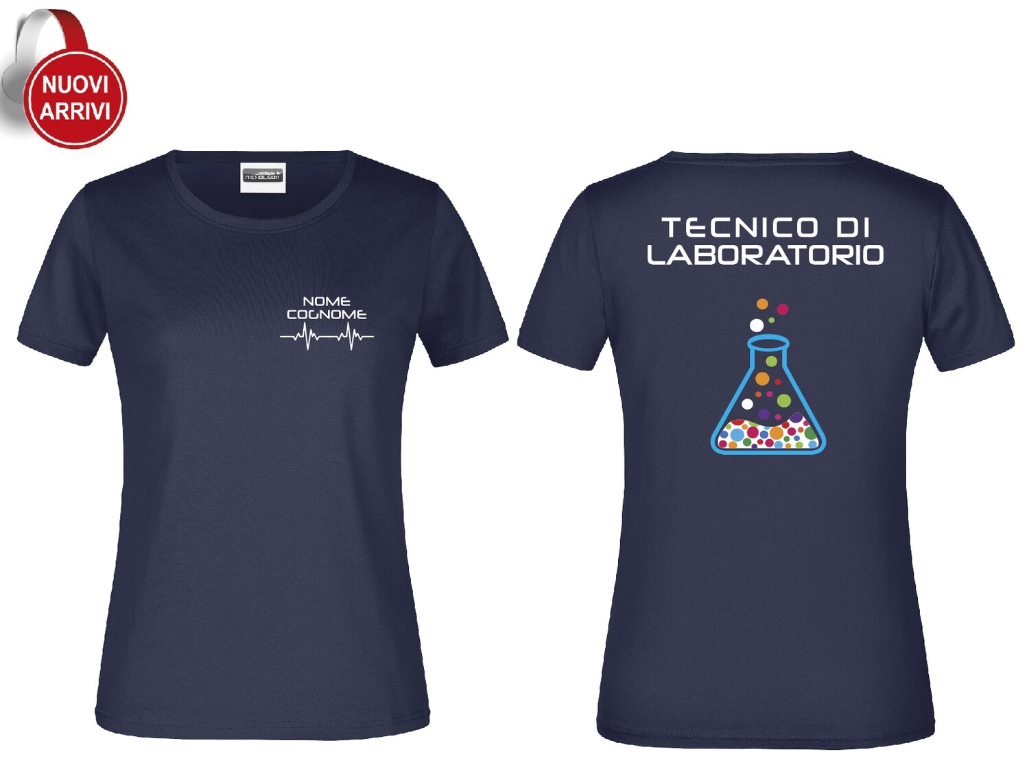 T-shirt Tecnico laboratorio - Personalizzata con nome, COLORE: Blu Navy