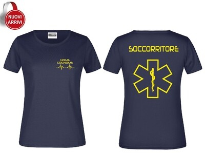 T-shirt Soccorritore Fluo - Personalizzata con nome, COLORE: Blu Navy