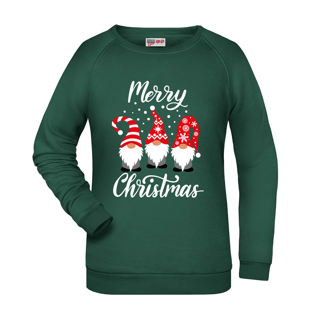 Felpa Natale donna Gnomi e Folletti - Verde